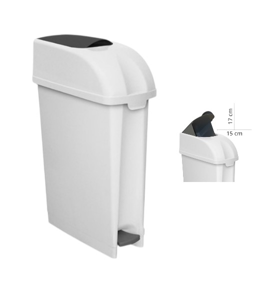 Hygiënische afvalbak met deksel met grote klep en pedaal - Elle XXL - 23 l - Wit